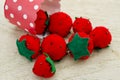 Early harvest. Handmade berries for children toy kitchen. Royalty Free Stock Photo