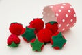 Early harvest. Handmade berries for children toy kitchen. Royalty Free Stock Photo