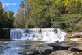 Early hints of autumn at the French Broad Shoals Waterfall in North Carolina