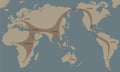 Early Human Migrations World Map Arrows Royalty Free Stock Photo