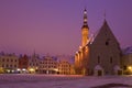 Early March morning at the old Town Hall Square, Tallinn Royalty Free Stock Photo