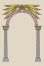 Early medieval Byzantine style round arch. Royalty Free Stock Photo