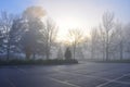 Early misty morning - Empty carpark Royalty Free Stock Photo