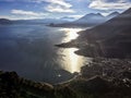 Early monring light on Lake Atitlan & 5 volcanoes, Guatemala Royalty Free Stock Photo