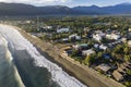 Early morning aerial of Sabang Beach in Baler, Aurora, Philippines