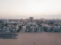 Early morning aerial sunrise view of the Venice beach in Los Angeles, USA Royalty Free Stock Photo