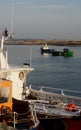 Early Morning, Amble Harbour, Red boat Royalty Free Stock Photo