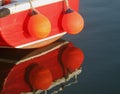 Early Morning, Amble Harbour, Red boat Royalty Free Stock Photo