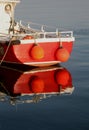 Early Morning, Amble Harbour, Red boat Royalty Free Stock Photo