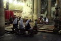 Nuns praying in the Church of the Holy Sepulchre in Jerusalem Royalty Free Stock Photo