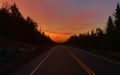 An Early morning autumn Sunrise along highway 60 in Algonquin Park, Canada Royalty Free Stock Photo