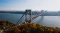 Early Morning Autumn View of George Washington Bridge - Hudson River - Fort Lee, New Jersey and Bronx, New York City, New York Royalty Free Stock Photo