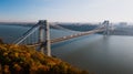 Early Morning Autumn View of George Washington Bridge - Hudson River - Fort Lee, New Jersey and Bronx, New York City, New York Royalty Free Stock Photo