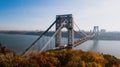 Early Morning Autumn View of George Washington Bridge - Hudson River - Fort Lee, New Jersey and Bronx, New York City, New York Royalty Free Stock Photo