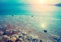 Early in the morning on the beach. Dead Sea. Israel Royalty Free Stock Photo