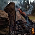 Early Morning campfire Royalty Free Stock Photo