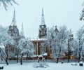 Early morning Church of St. Olha and Elizabeth in Lviv city, Ukraine