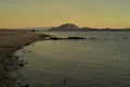 One person walks beach morning Baja, Mexico