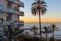 Early morning at coast of Marbella town, Andalusia, Spain Royalty Free Stock Photo