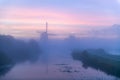 Blue hour sunrise on the Hazerswoude-Dorp Dutch city windmill