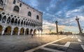 Early Morning Dawn in Piazza San Marco with Palazzo Ducale in Venice, Italy Royalty Free Stock Photo