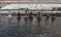 Early Morning Dip in the Ganga Royalty Free Stock Photo