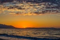 Early morning , dramatic sunrise over sea. Photographed in Asprovalta, Greece. Royalty Free Stock Photo