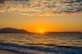 Early morning , dramatic sunrise over sea. Photographed in Asprovalta, Greece. Royalty Free Stock Photo