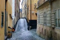 Empty street in the Old Town of Stockholm Royalty Free Stock Photo