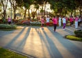 Early morning exercise in Bangkok park.