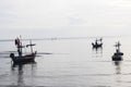 Early morning fishing boat navigation lamps,Hua Hin, Thailand Royalty Free Stock Photo