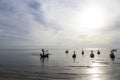 Early morning fishing boat navigation lamps,Hua Hin, Thailand Royalty Free Stock Photo