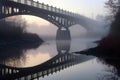 early morning fog over partially built bridge Royalty Free Stock Photo