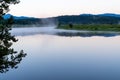 Early morning foggy steam sunrise on the Snake River at Oxbow Bend in Grand Teton National Park Royalty Free Stock Photo