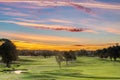 Early morning at the golf course with a beautiful sky Royalty Free Stock Photo