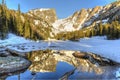 Early Morning on Half Frozen Dream Lake Royalty Free Stock Photo