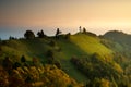 Dawn at Jamnik Slovenia, Church of Saints Primus Royalty Free Stock Photo