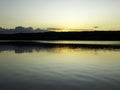Early morning on the lake, dusk,