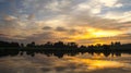 Early morning landscape, sky reflecting in the lake looking