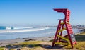 Early morning lifeguard tower on Atlantic Beach, Melkbosstrand, Royalty Free Stock Photo