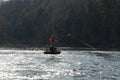 Early morning light fishing on river Royalty Free Stock Photo