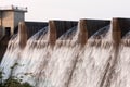 A rare view of Midmar dam overflowing the wall Royalty Free Stock Photo