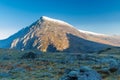 Early morning light and shadow over mountains and snow. Carnedd Llewelyn. Landscape Royalty Free Stock Photo