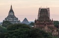 Early morning light skyline of Bagan, Myanmar. Sulamani temple and Shwesandaw pagod Royalty Free Stock Photo