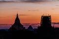 Early morning light skyline of Bagan, Myanmar. Sulamani temple and Shwesandaw pagod Royalty Free Stock Photo