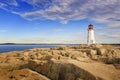 Lighthouse at Peggy`s Cove, Nova Scotia, Canada Royalty Free Stock Photo