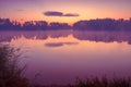 Magic purple sunrise over the lake