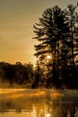 Sunrise Paints A Misty Canadian Lake Golden Royalty Free Stock Photo