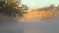 Early morning mist and fog on the Murray River near Wakerie in South Australia Royalty Free Stock Photo