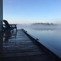 Early morning mist over Lake of the Woods, Kenora, Ontario Royalty Free Stock Photo